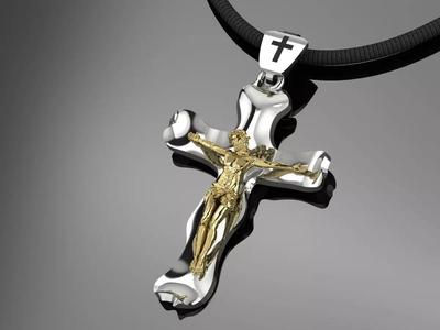 Cross Pendant Jesus Gold