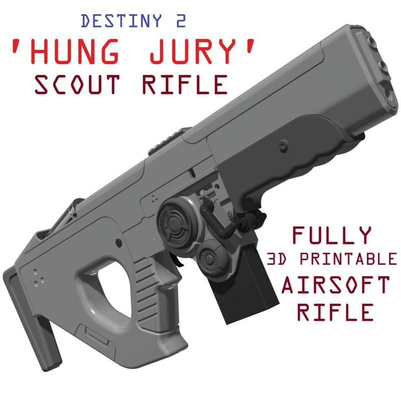 Destiny 2 "Hung Jury SR4" Scout Rifle - Fully 3D Printable Airsoft Rifle