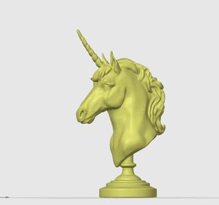 Real unicorn head with stand