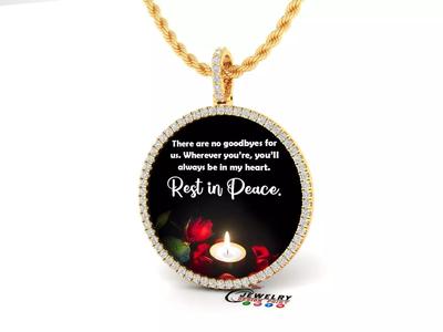 Custom Picture Pendant with Diamond - Memory Frame Pendant