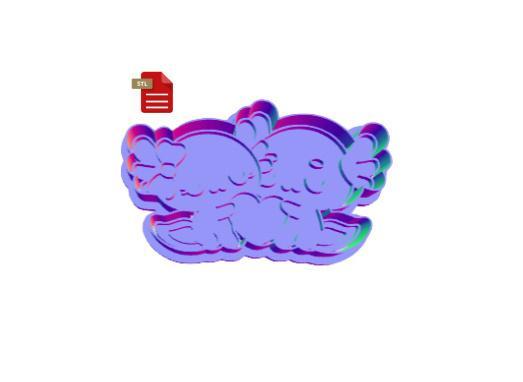 Kawaii Axolotl Love Couple Cookie Cutter and Stamp