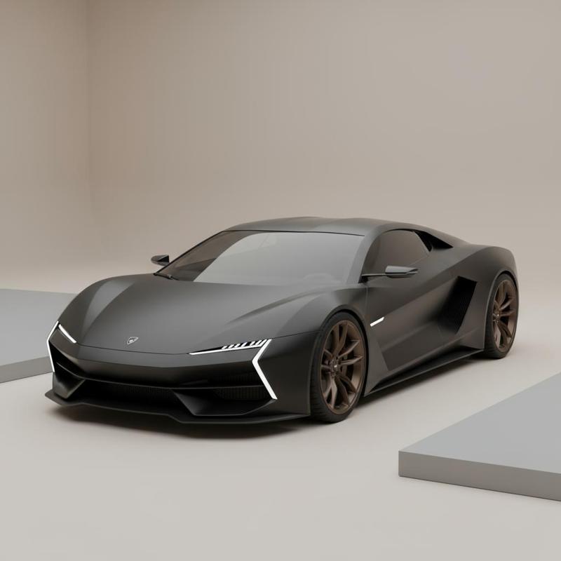 Matte Black Futuristic Concept Car