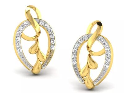 Gold Diamond Women Earring 3D print Model