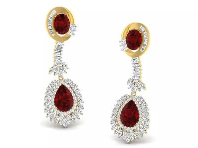 Gold Diamond Women Earring 3D print Model