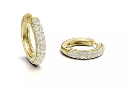 Pave Diamond Studded Hoop Earrings Huggie Style