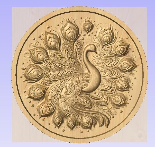 Elegant Peacock Mandala – 3D Relief STL for CNC Wood Carving