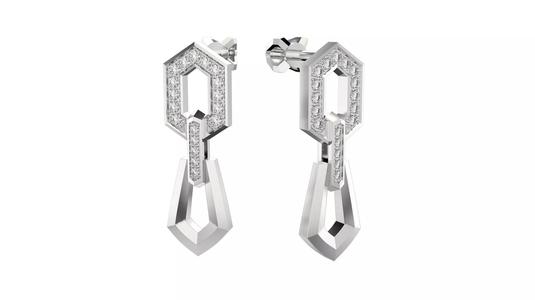 Gold earring stud chains E29