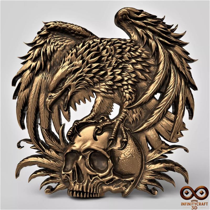 Eagle and Skull Emblem  Pendant and Wall Relief Art
