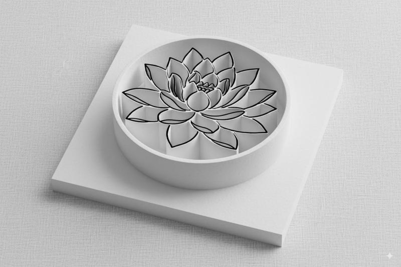 3D Digital Stamp Set: Elegant Flowers for Ceramics and Crafts (4 Designs)