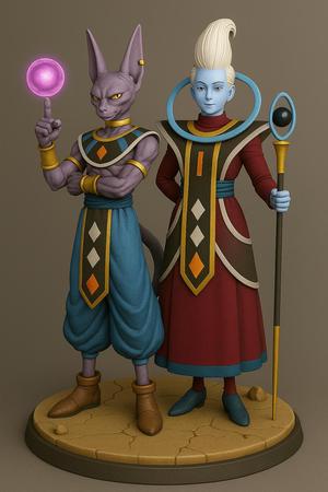 Beerus & Whis – Dragon Ball Super – 3D Print Statue Pack