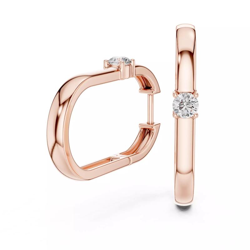 Geometric Diamond Hoops Earrings 3dm stl renders animation