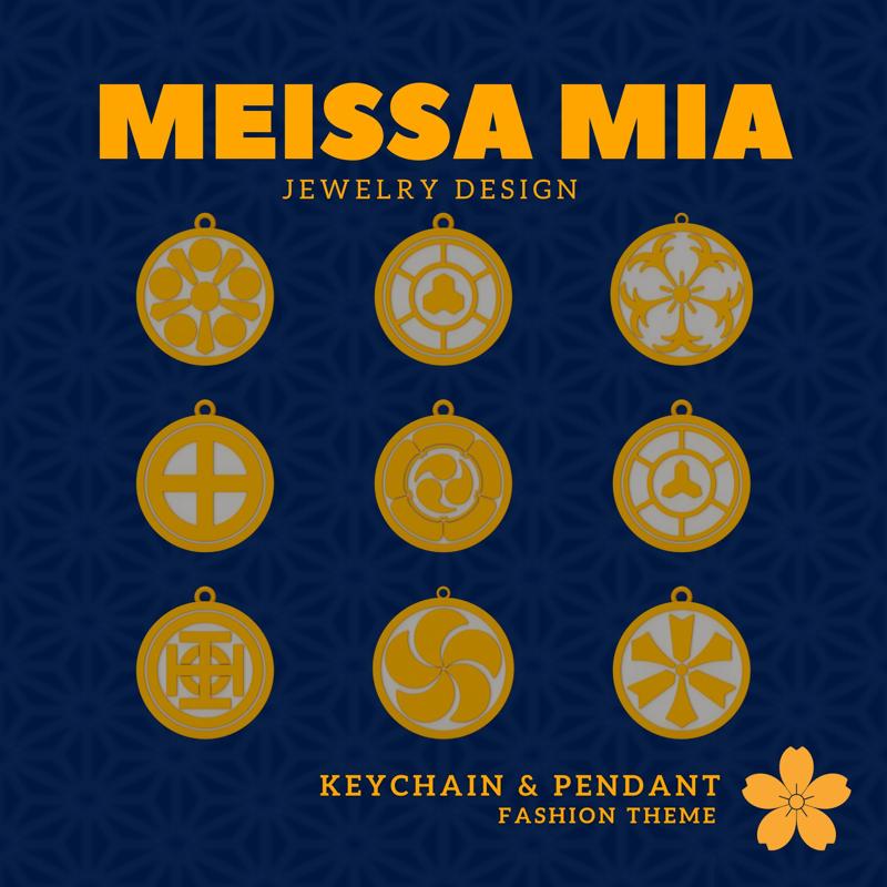 Carry Tradition – 3D Print File for Samurai Crest Keychain & Pendant - Japanese Samurai Family Crest Keychain - Kamon Pendant - Girl's Fashion Accessories - Coat of arm and Heritage Insignia