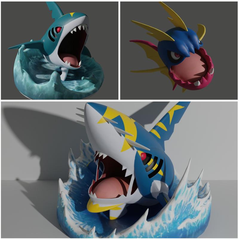 Carvanha, Sharpedo and Mega Sharpedo 3D print model