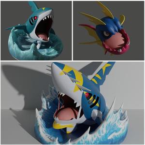 Carvanha, Sharpedo and Mega Sharpedo 3D print model
