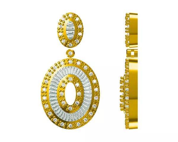 JCD format Minimalist oval shape with baguette cut 3d design