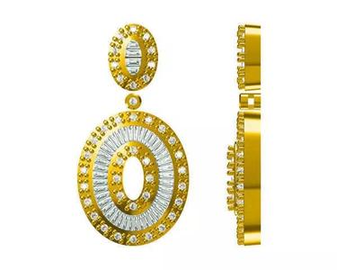 JCD format Minimalist oval shape with baguette cut 3d design