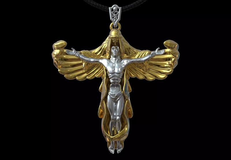 Jesus Christ ascension cross necklace