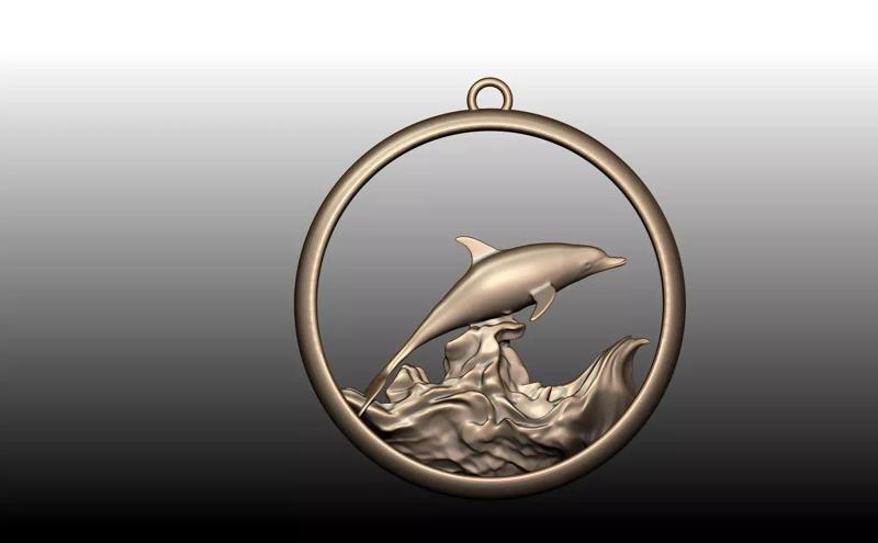 Dolphin medal necklace