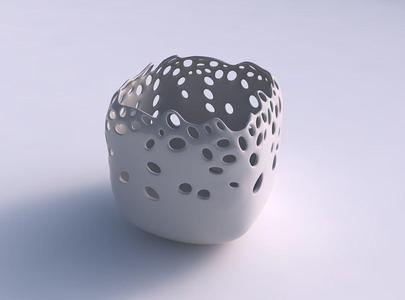 Vase quadratic stumpy with smooth bubble holes