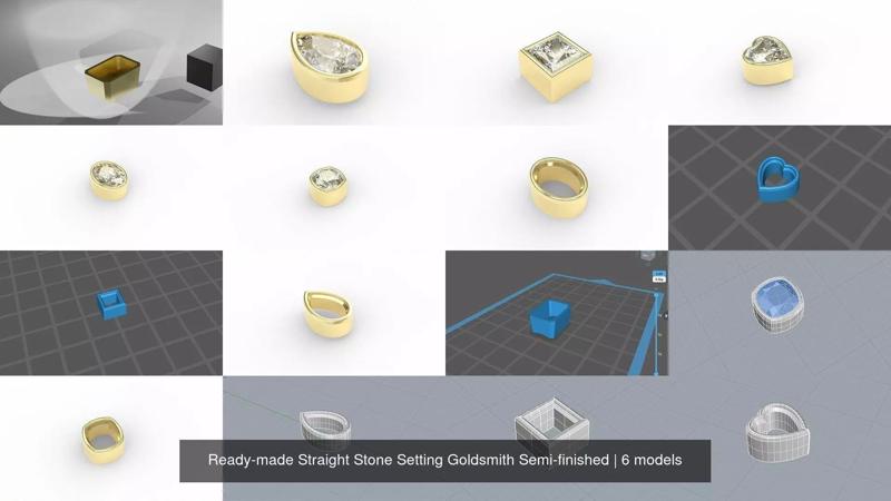 Ready-made Straight Stone Setting Goldsmith Semi-finished 3D Model Collection