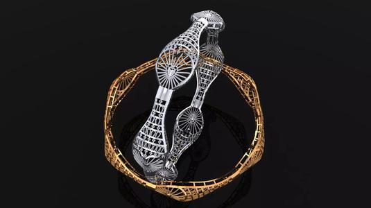 1249 Entwined Ribbons Gold Bangle 10gm
