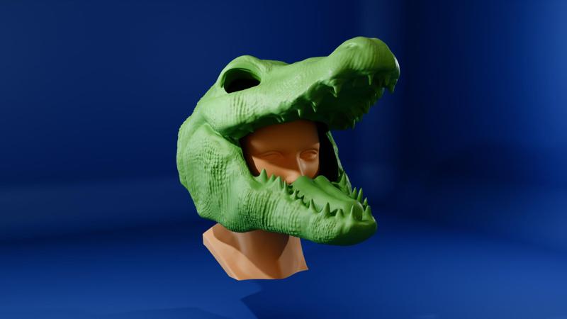 crocodile mask prop, movie set costume, alligator party wear 3d printing STL file
