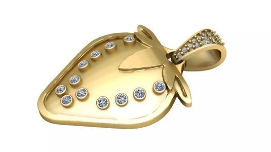 strawberry gold pendant 3D printable model