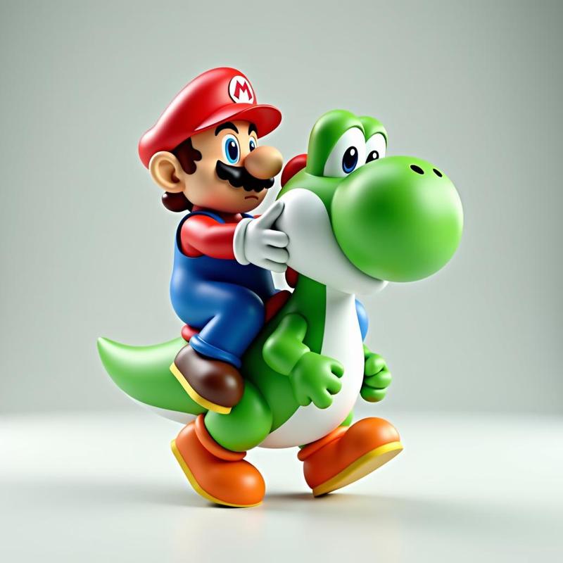 Mario rides Yoshi