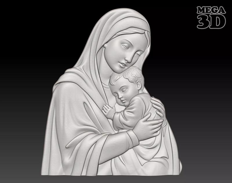 Virgin Mary embracing the sleeping Infant Jesus - 250604