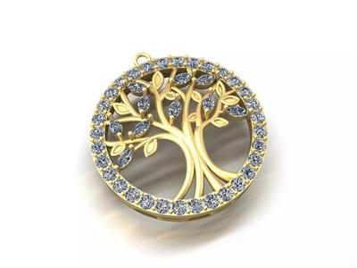 Tree Pendant Design with Round Diamond Brilliant