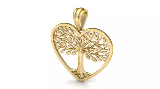 Tree of Life Heart Pendant 30 mm
