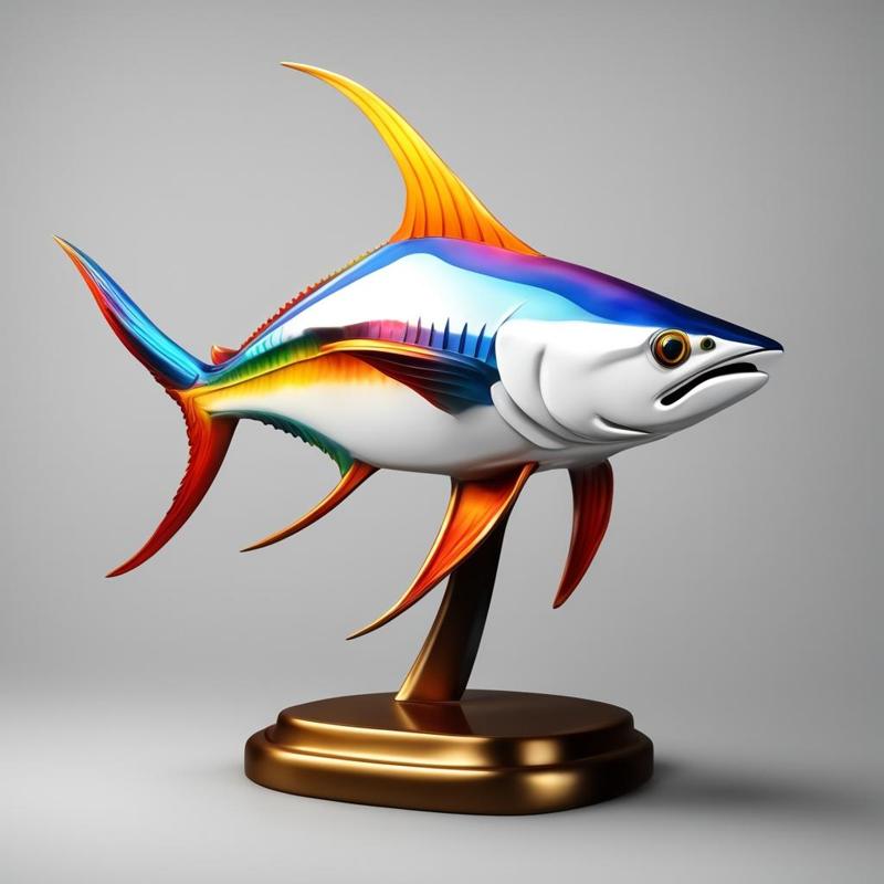 Water's Vivid Fish Reflection Bust Figure Unique & Detailed 3D Print Model