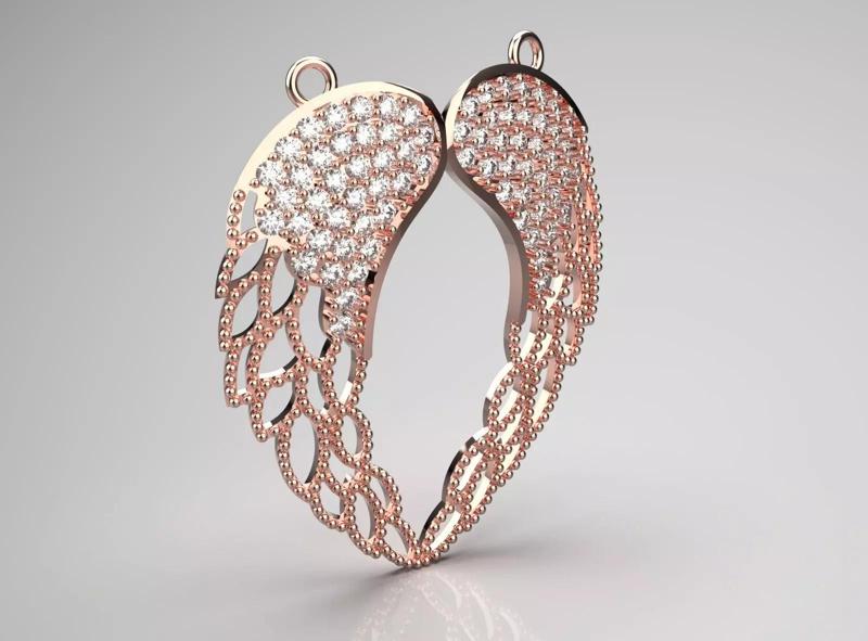 Rose Gold Angel Wing Pendant jp0033