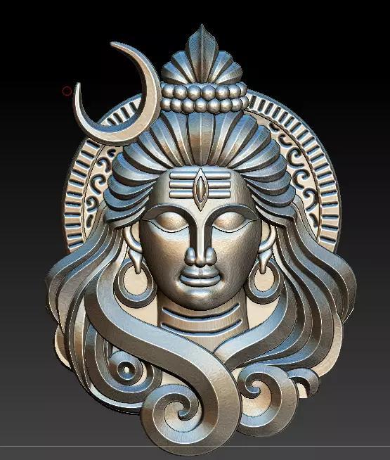 Lord Shiva Face Pendant Shiva Face with Crescent Moon