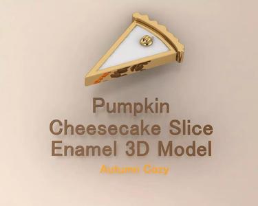 Pumpkin Cheesecake Slice Enamel Fall Pendant 3D Jewelry Model