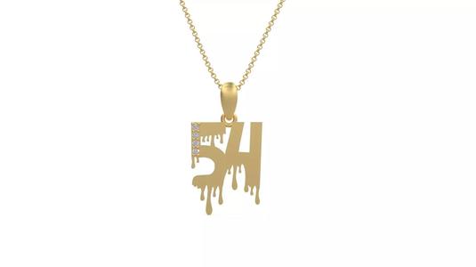 Model 1301 54 Bloody Terror Initial Number Diamond Pendant