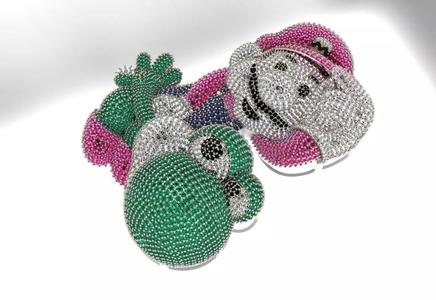 Hiphop mario bros rhinestone brooch