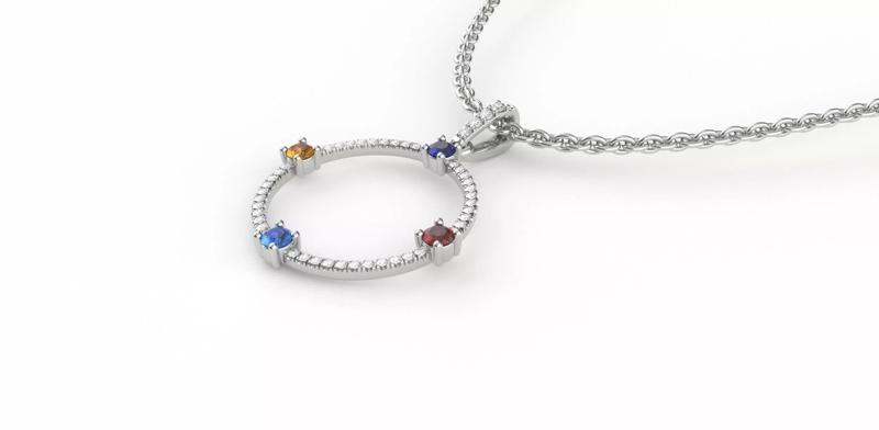 Diamond Precious Stones Gold Pendant