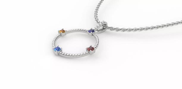 Diamond Precious Stones Gold Pendant