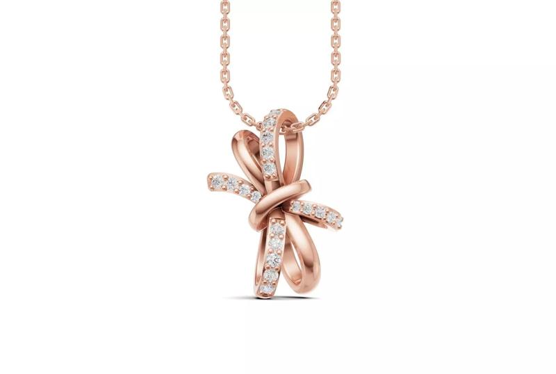 Ribbon Pendant Diamond Twist Bow Charm
