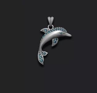 Dolphin pendant with gems