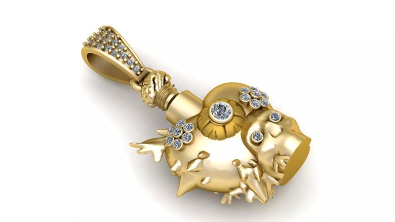 HEART AND SKULL FACE PENDANT 3D PRINTABLE MODEL