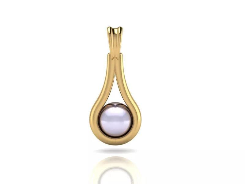 womens elegant 7mm round dangling pearl pendant  for chain