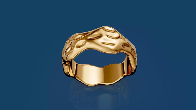 Hammered ring silver gold printable 3d jewelry model