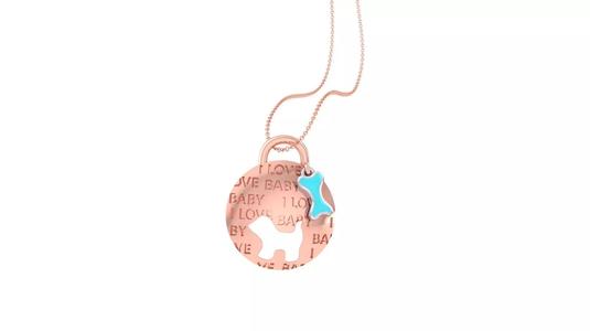 I Love Baby Dog Light Weight Kids Pendant Necklace Charms 3dm