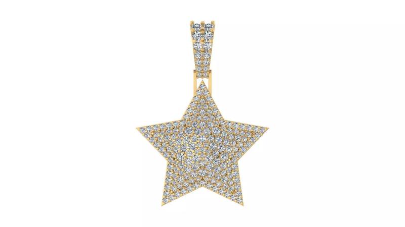 Iced-Out 3D Star Diamond Pendant