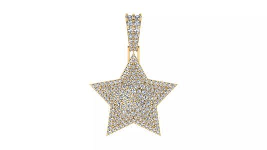 Iced-Out 3D Star Diamond Pendant