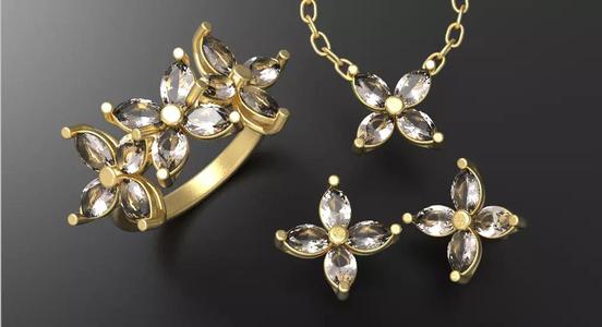 Jewellery set Ring Earings Pendant 3D print model