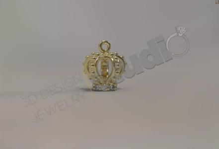 King crown pendand with gems 3d model