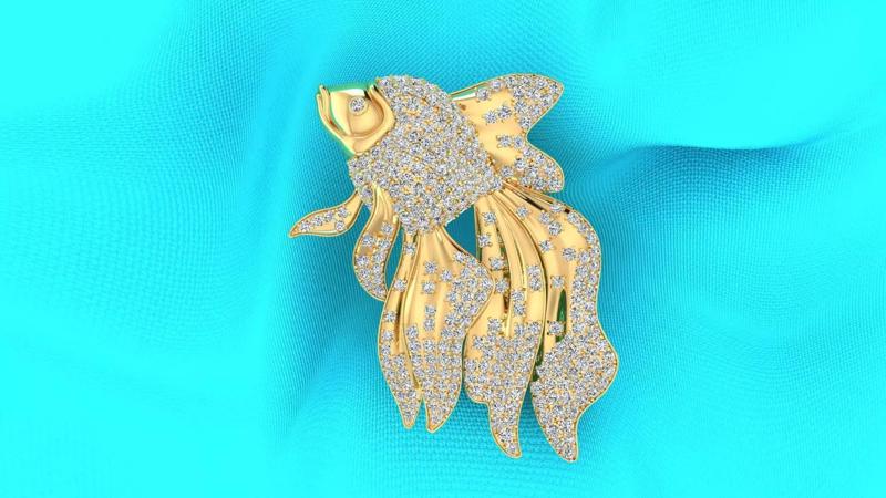 Fish Brooches Diamonds